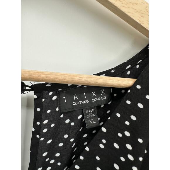 Trixx Dress Women XL Black Flare Polka Dot Whimsigoth Retro Babydoll Mini Skater - Picture 7 of 8